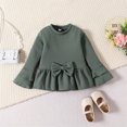 thumbnail image 5 of Odeerbi 2-5 Years Toddler Girls Cotton Outfits Ruffle Long Sleeve Tops Flared Pants Two-piece Set Bow Solid Color Casual Loungewear Toddler Girls Clothes, 5 of 9