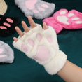 thumbnail image 5 of Guantes de felpa con forma de garra de gato, manoplas cálidas y suaves, guantes de oso mullidos sin dedos, disfraz de medio dedo, 5 of 5