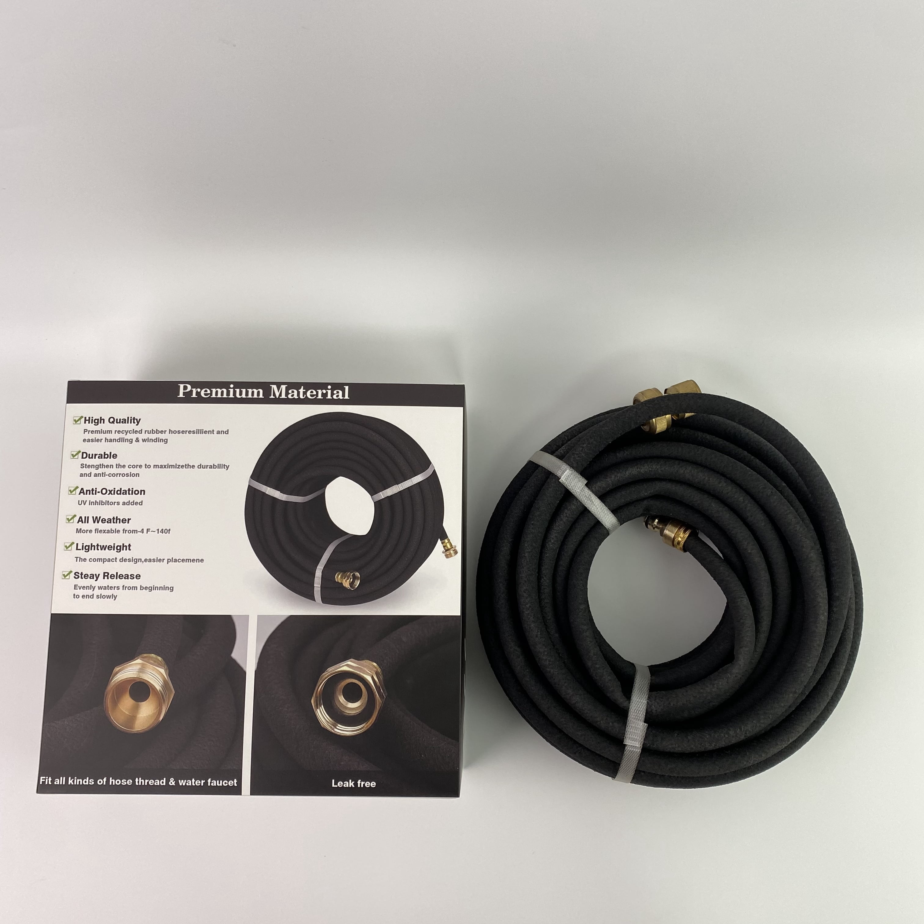 LULUW Watering hose,Garden Hose 50ft, Non-Expanding, Lightweight, Leak-Proof Metal interface, No-Knots, Portable, Wear-Resistant, Sturdy, Flexible, 3/4GHT, Water Hose for Yard, Garden