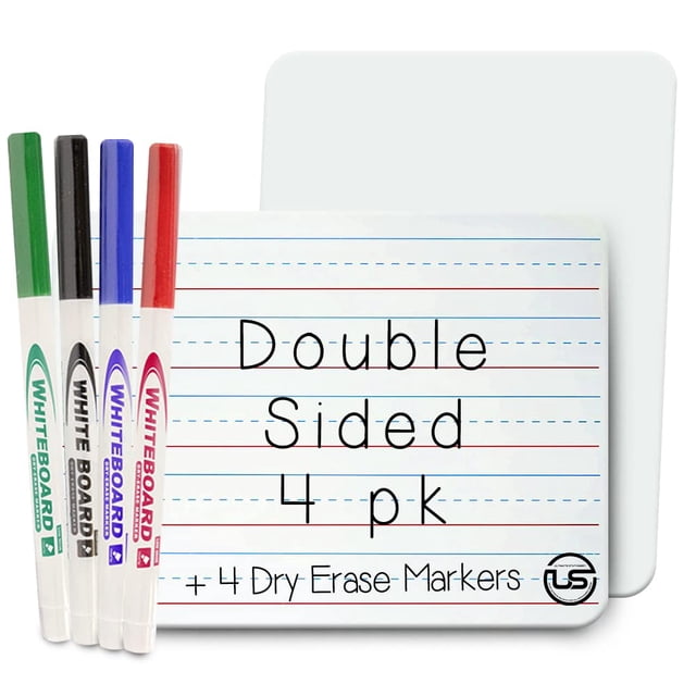 Whiteboard Ultimate Stationery de borrado en seco, tamaño pequeño, paquete de 4 unidades con rotuladores