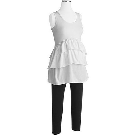 Maternity Jersey Capri Legging & Ruffle Tank Outfit Set
