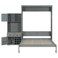 thumbnail image 4 of Queen Size Murphy Bed with Storage Cabinet, Wall Bed Frame Folding into Cabinet Design with Wine Rack, Glass Holder, Drawers and Multi-Color LED Strip, Gray, 4 of 9