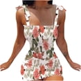 thumbnail image 2 of Pompotops Robe d'Été pour Femmes à Imprimé, à Lacets, à Bretelles, Sans Manches, avec Taille Élastique Plissée, 2 of 7