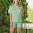 thumbnail image 2 of TOWED22 Toddler Kid Girl Outfits Clothes Floral Short Sleeve T-Shirt Top + Waist Pocketed Summer Short Sets 4-7T Girl Clothes(Light Green,2-3 Y), 2 of 4