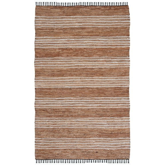 SAFAVIEH Vintage Leather Crawford Striped Area Rug, Brown/Natural, 8' x 10'