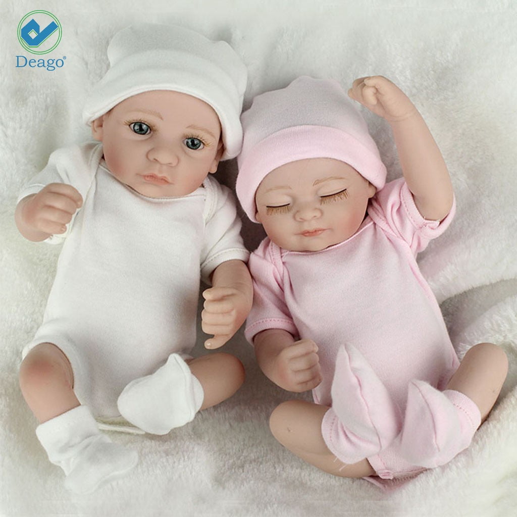 Deago Reborn Newborn Baby Realike Doll Handmade Lifelike Silicone Vinyl Weighted Alive Lovely Cute Doll Gifts 11" (Boy)