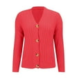 thumbnail image 5 of Cardigan Sweaters for Women Long Sleeve Button Down V Neck Spring Fall Casual Red Cardigan XL, 5 of 7