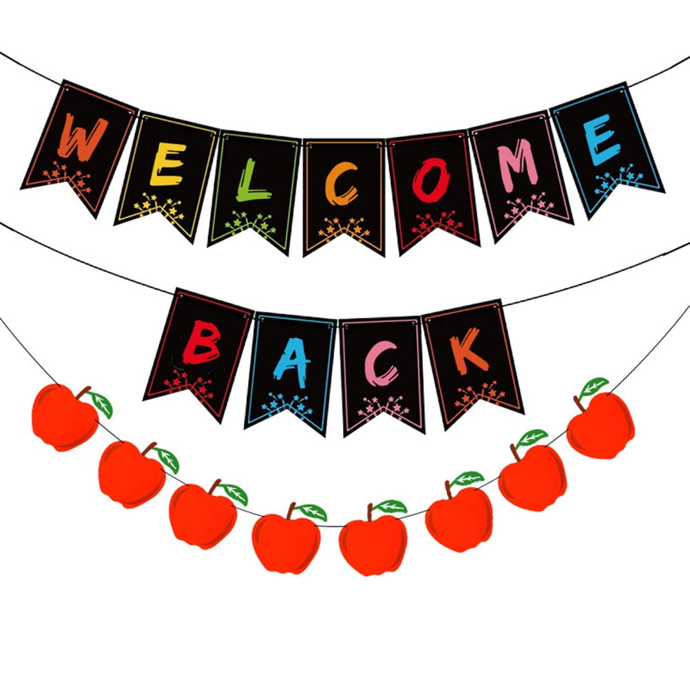HOMEMAXS 1 Set Decoration Welcome Back Party Banner Red Apple