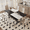 Table+6 Warm Grey&Black Chairs, variant on ExtraLco Dining Table Set for 6, White and Black MDF Table with Storage Shelf and Upholstered Chairs for Dining Room