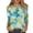 Green, variant on Womens Summer Tops 3/4 Sleeve Shirts Crew Neck Tie Dye Trendy Blouses Turquoise S