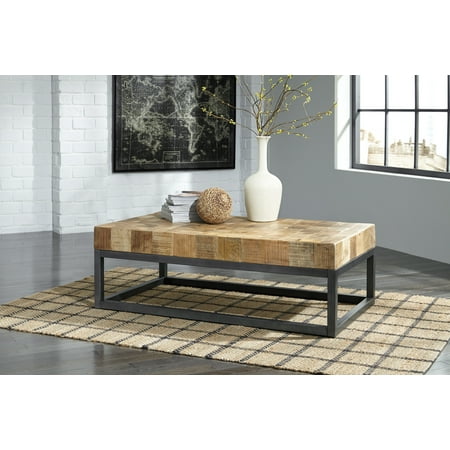 Ashley Furniture Prinico Butcher Block Pattern Cocktail Table With