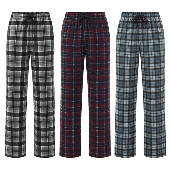 DARESAY Mens 3 Pack Pajama Pants for Men, Microfleece Pajama Pants, Men's Pajamas, Sleep pants with Pockets, Up to Size 3XL