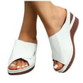 thumbnail image 6 of Mostsola Womens Platform Sandals Peep Toe Slip on Slippers Summer Trendy Slides Wedges Heels, 6 of 8