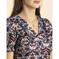 thumbnail image 4 of Moomaya Womens Printed Front Slit Dress, Puffed Sleeves, Styles Back Ties Midi Dress, 4 of 8