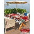 thumbnail image 4 of Outdoor Tablecloth with Umbrella Hole and Zipper, Red Christmas Rectangle Table Cloth 54x80 Inch Waterproof Tablecloth, Gnomes Xmas Tree Poinsettia Eucalyptus Picnic Table Cover for Patio Camping, 4 of 7
