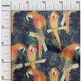 thumbnail image 2 of oneOone Georgette Viscose Orange Fabric Parrot,Monstera Leaves & Floral Quilting Supplies Print Sewing Fabric By The Yard 42 Inch Wide, 2 of 5