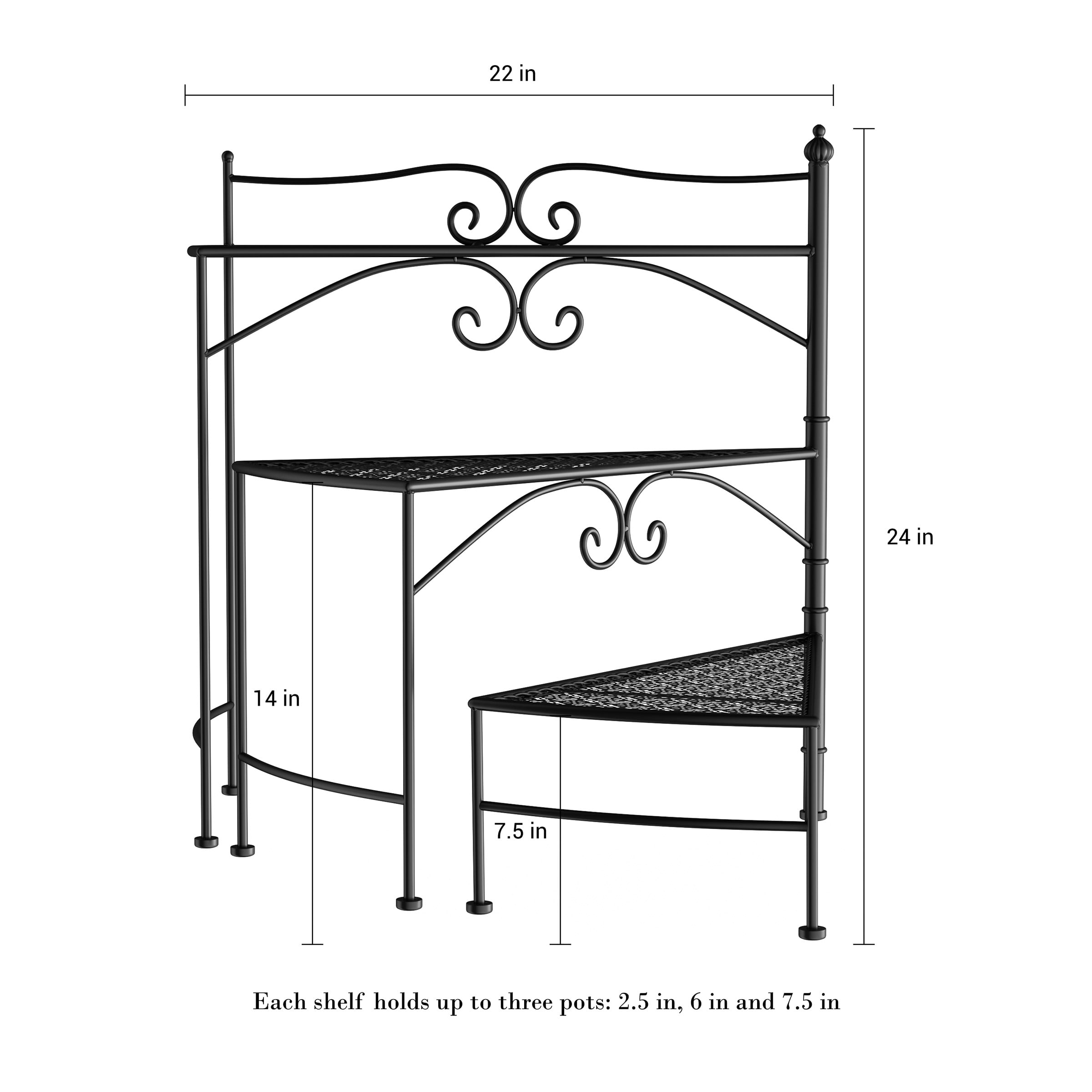 Plant Stand  3-Tier Indoor or Outdoor Folding Spiral Stairs Wrought Iron Metal Home and Garden Display with Staggered Shelves by Pure Garden (Black)