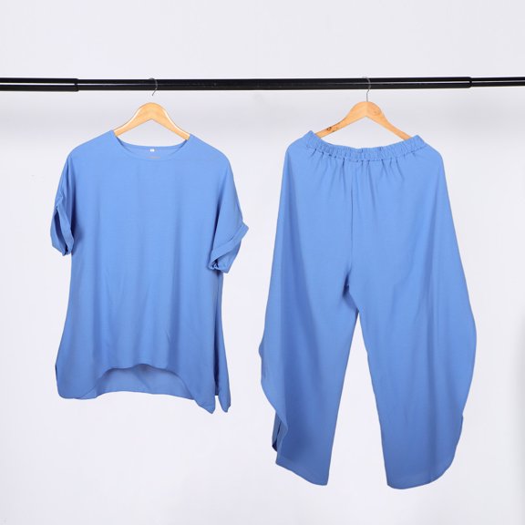 OULII Women's Casual 2-Piece Set Polyester Plain T-Shirt Top and Comfortable Pants Outfit