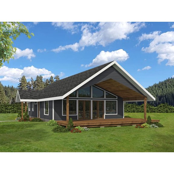 001-3097: Beach & coastal Craftsman 2 Bed, 1 Bath Luxury Home Plan, 1120 Sq Ft: Full Blueprints with License to Build by Home Plan Marketplace - Lesuto