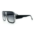 thumbnail image 6 of Oversized Rectangle Racer Shield 80s Plastic Fashion Flat Top Sunglasses Black - Smoke, 6 of 8