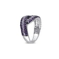 thumbnail image 2 of 1.53 (Ctw) Afrikan Amethyst & Rose De France Cross Over Ring in Sterling Silver for Women, 2 of 6