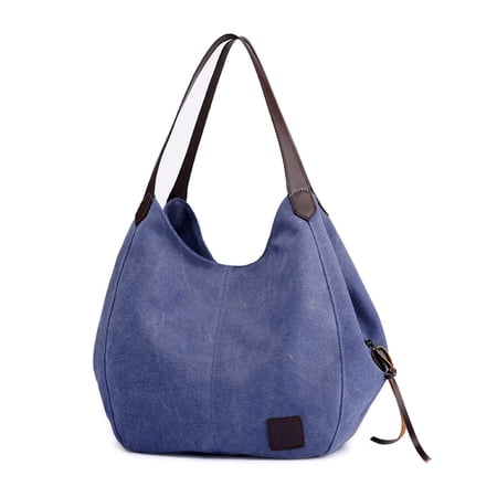 Gustave Women Fashion Multi-pocket Canvas Shoulder Bag Casual Hobo Handbags Totes Satchels Blue