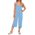 thumbnail image 2 of OutfitShow Women Summer Sleeveless Spaghetti Strap Wide Leg Romper Jumpsuit with Pockets Casual Loose Fit, 2 of 5