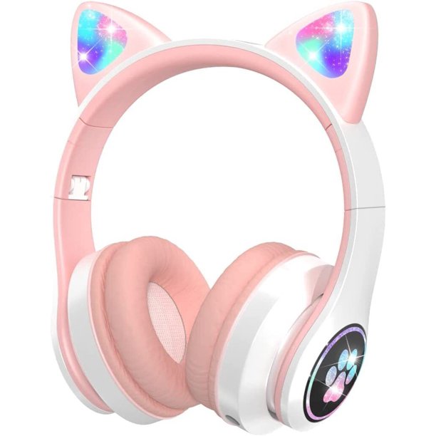 JahyElec STN28 Cat Ear Bluetooth Headphones, LED Light Up Kids