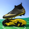thumbnail image 3 of Zapatos de fútbol para hombre, botas de fútbol con tacos, transpirables, largos, tobillo TF, entrenamiento deportivo al aire libre, ultraligero, 3 of 5