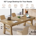 thumbnail image 4 of Tribesigns 63" Farmhouse Office Executive Desk, Wood Writing Table for Home Office, Light Brown, 4 of 4