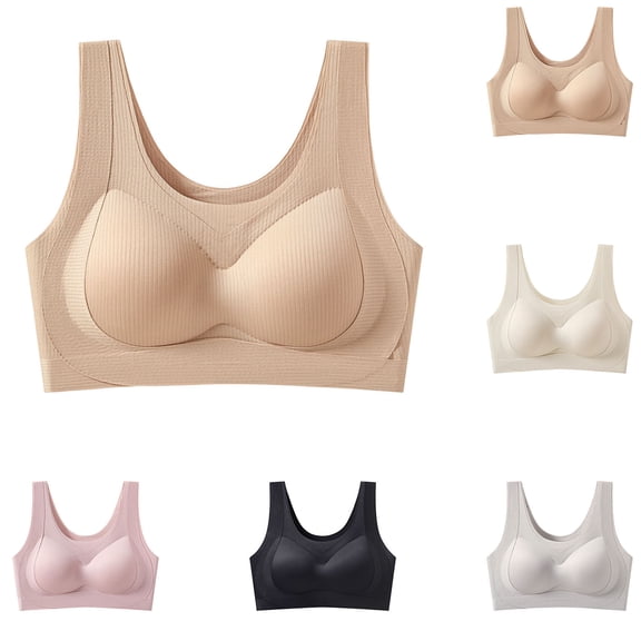 Asxite Women Solid Wireless Push Up Breathable Full Cup Everyday Bra Khaki L