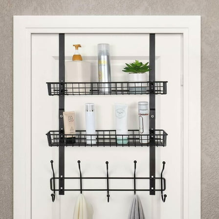 Storage Rack Hanger Over The Door Coats Towels Holder with 10 Round-head Hook