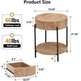 thumbnail image 3 of Danolapsi End Table,2 Tier Round Side Table with Storage Shelf,Farmhouse Circle End Tables with Drawer,Accent Bedside Table Metal Frame Small Nightstand for Living Room,Bedroom and Small Spaces, 3 of 9