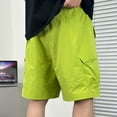 thumbnail image 3 of HAiming Men's Hiking Cargo Shorts Drawstring Elastic Waist Loose Casual Outdoor Work Shorts with Multi-pocket, 3 of 7