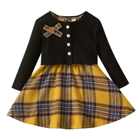 

Rovga Outfit For Children Toddler Little Girls Dress And Cardigan Sets 2 Piece Plaid Print Sleeveless Dress And Long Sleeve Cardigan Autumn Winter Clothes Set