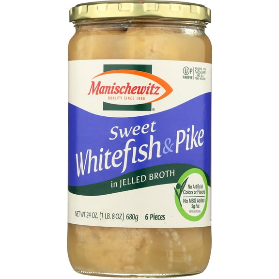Pack of 6, Manischewitz Sweet Whitefish & Pike in Jelled Broth, 24 oz