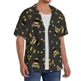 thumbnail image 3 of Lafuoo Bee Pattern Men's Cuban Collar Short Sleeve Shirt, Button-Down Resort Beach Pocket Shirt-Large, 3 of 7