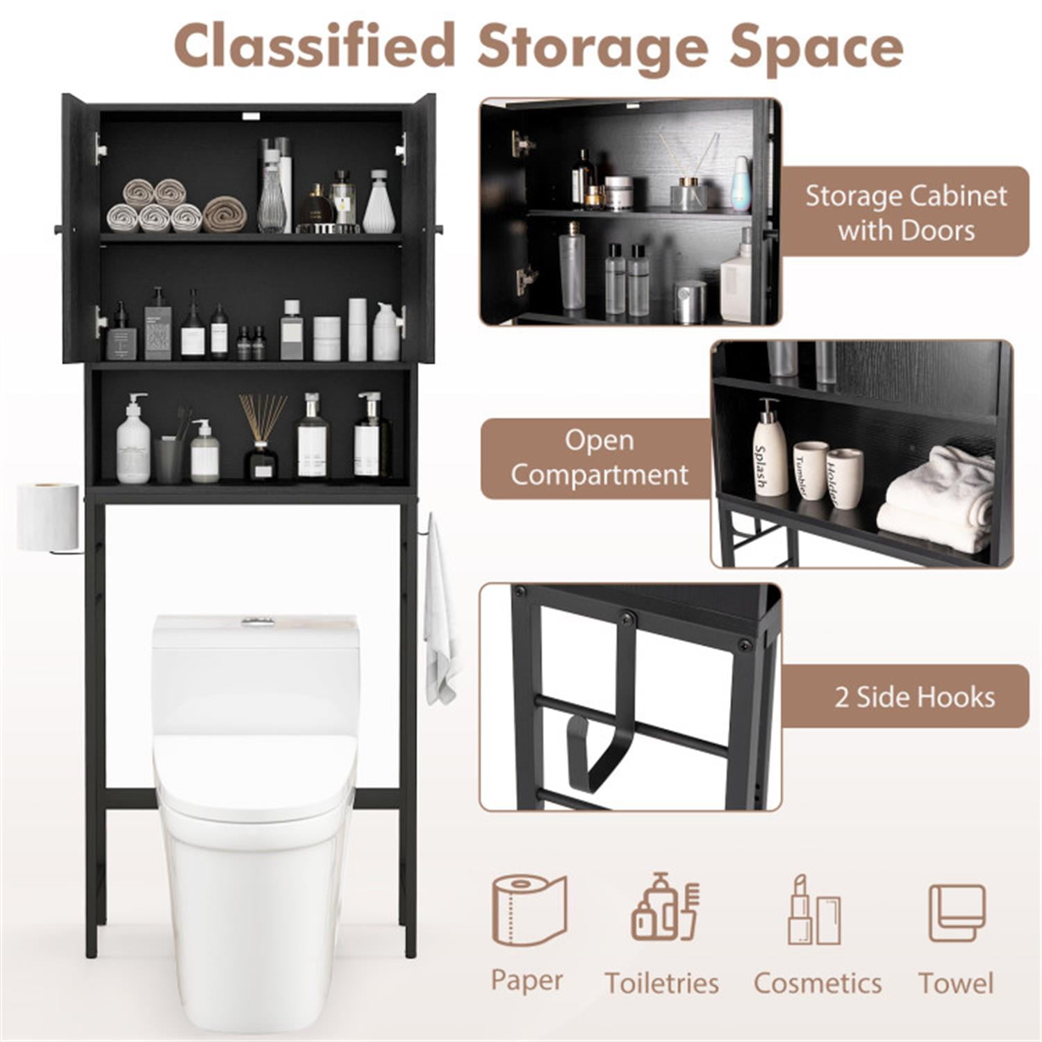 Demi Bonn Over The Toilet Storage Cabinet, Storage Shelf, with 2 Doors and Adjustable Shelf, for Bathroom,Black