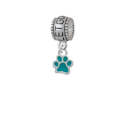 Mini Translucent Teal Paw - Let Go Let God Charm Bead