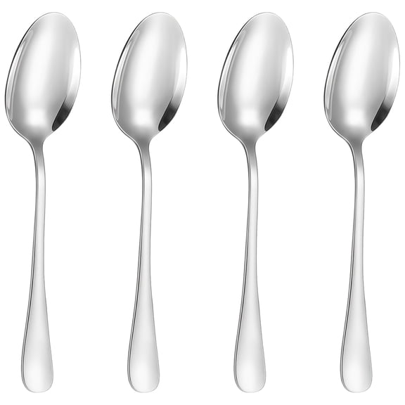 4 Pcs of Stainless Steel Soup Spoon, Round Serving Spoon Set, Long-Lasting, Rust-Resistant, 6.7 in / 17 cm Long Handle, Great for Soups, Stews, and More