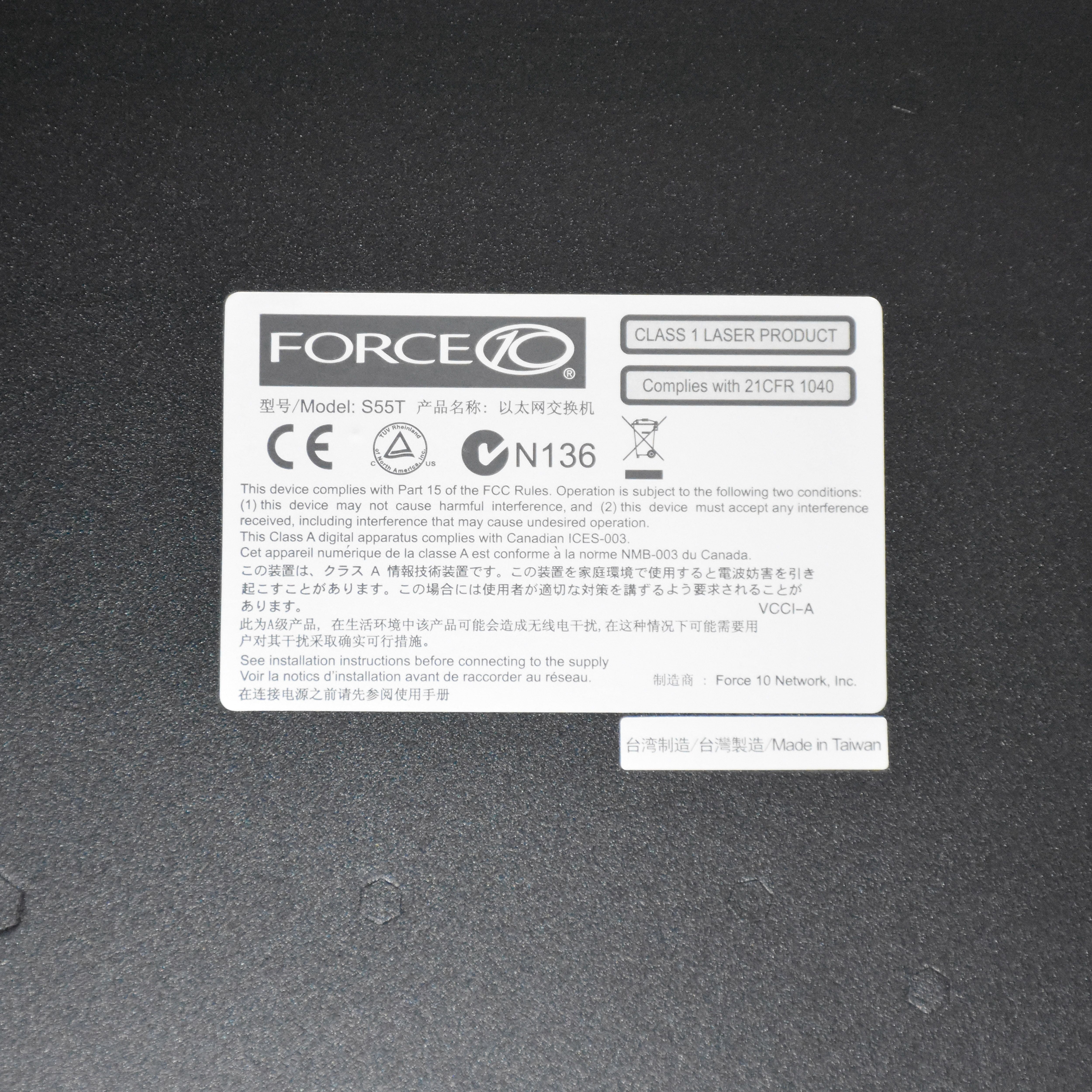 Dell Force10 S55T 44 Port GbE 4 Port SFP Managed Ethernet Switch