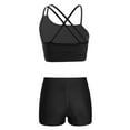 thumbnail image 2 of Linjinx Kids Girls Dance Crop Top + Booty Shorts Tracksuit Set 2 Piece Dance Sports Outfits Black 3XL, 2 of 7