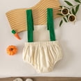 thumbnail image 6 of eczipvz Newborn Baby Girl Boy My First Christmas Outfit Corduroy Bubble Romper Overalls Letter Santa Hat Embroidery Sleeveless Jumpsuit Suspender Overall Beige,3-6 Months, 6 of 7