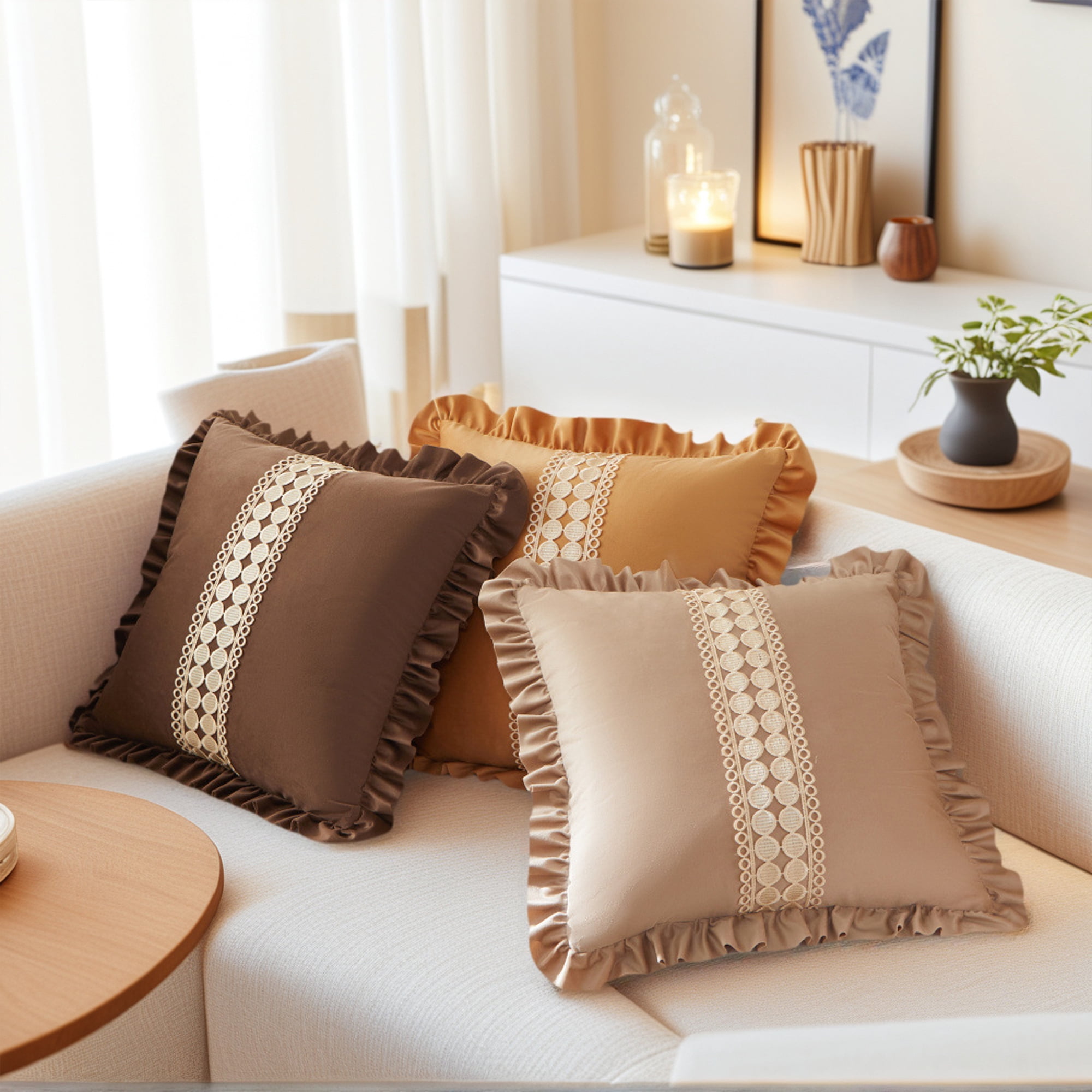 Unique Bargains 2 Pack Boho Throw Pillow Covers Cushion Cases Khaki