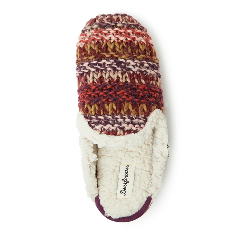 Dearfoams Chunky Knit Scuff Slippers with Memory Foam Women s