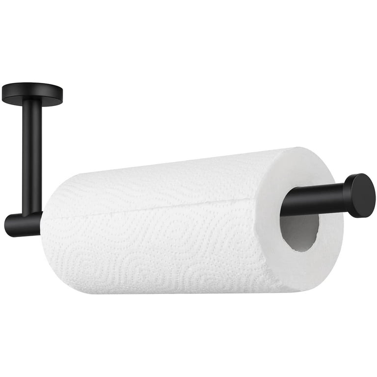 Paper Towel Holder Under Cabinet or Wall Mount, Black, Brass