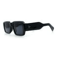 thumbnail image 6 of Mod Thick Plastic Minimal Plastic Retro Fashion Sunglasses All Black, 6 of 7