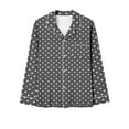 thumbnail image 4 of Cavosen Womens Two Piece Pajamas Set with Pocket Button Up 2 Piece Outfit Sets Long Pants Long Sleeve Collared Sleepshirts Nightwear Polka Dots Homewear Baggy Sleepwear Fall, 4 of 4