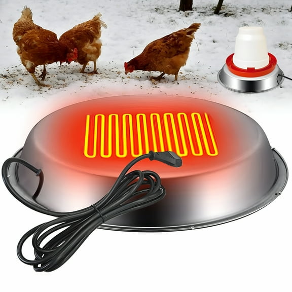 ACDANC Chicken Water Heater, 10.8'' Heated Base for Metal Plastic Poultry Founts Waterer 3-5 Gallons, Poultry Water Heater Base for Chicken Turkey Goose Duck Pigeon Drinker in Winter Grey