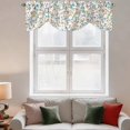 thumbnail image 3 of Tie Up Valances for Windows, Teal Orange Eucalyptus Adjustable Valance Curtains Window Treatment for Living Room, Weeping Botanical Leaves Rod Pocket Kitchen Curtains & Drapes 54x18 Inch, 3 of 9
